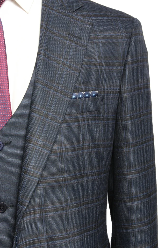 Мужской костюм "Омега" синий тройка slim fit
