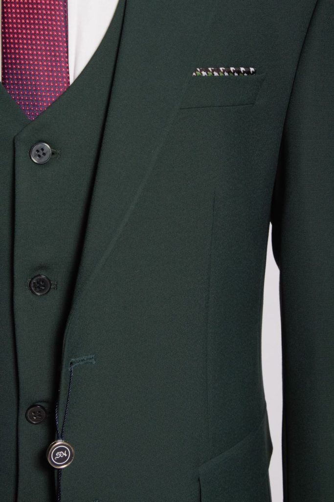 Мужской костюм "Ригель" зеленый тройка slim fit