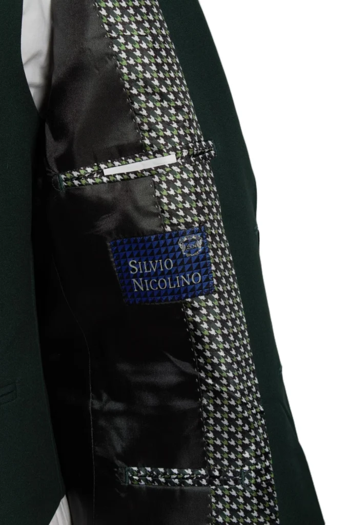 Мужской костюм "Ригель" зеленый тройка slim fit