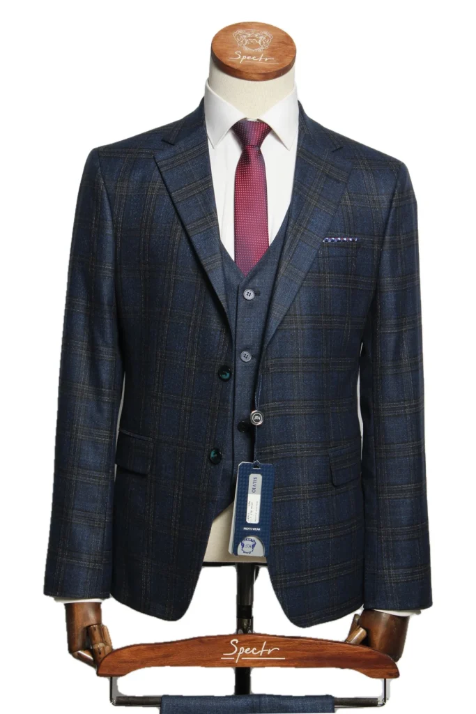 Мужской костюм "Саважь" синий тройка slim fit