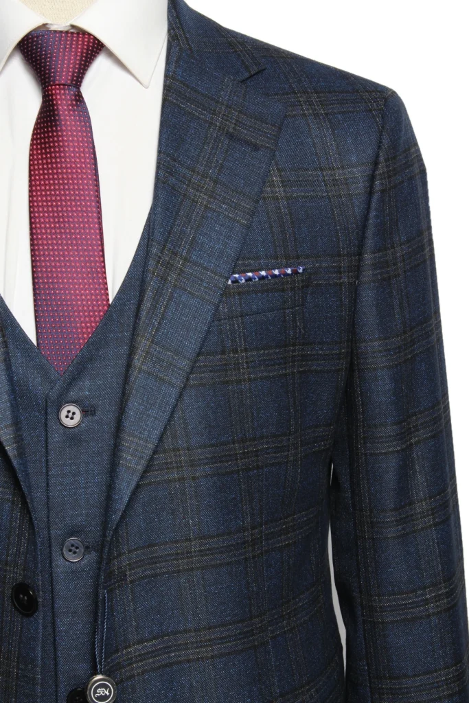 Мужской костюм "Саважь" синий тройка slim fit