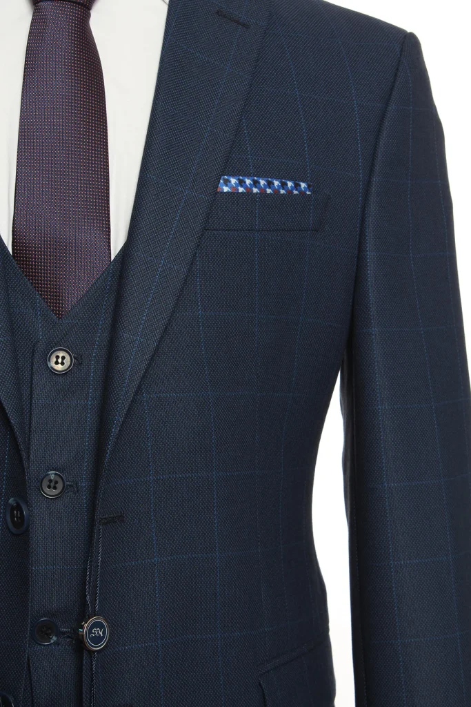 Мужской костюм "Савант" синий тройка slim fit