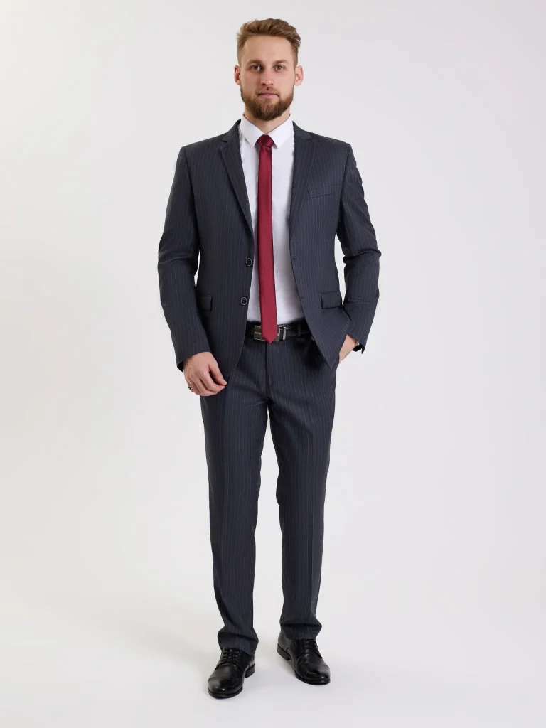 Мужской костюм "Стив" серый двойка slim fit