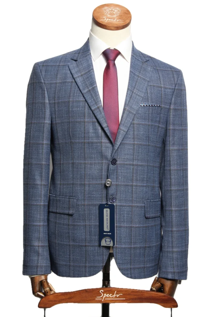 Мужской пиджак "Бест" синий slim fit