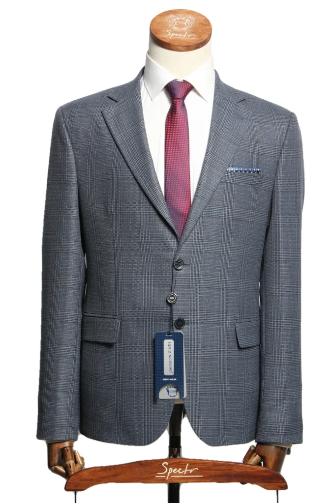 Мужской пиджак "Хром" синий slim fit